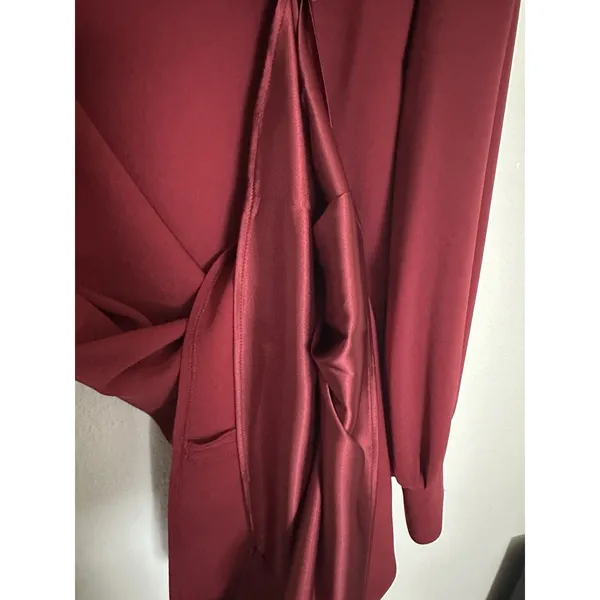 Alex Marie Womens Burgundy Funnel Neck Puff Sleeve Shift Dress 6 - Image 11