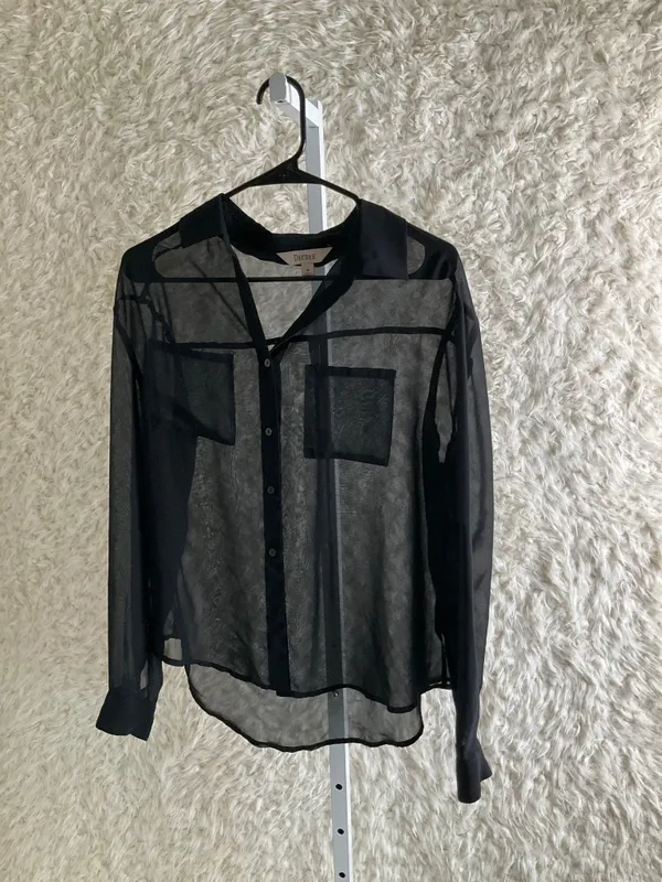 DECREE WOMEN'S LONG-SLEEVE BLACK BUTTON UP SHIRT~SIZE MEDIUM - Image 5