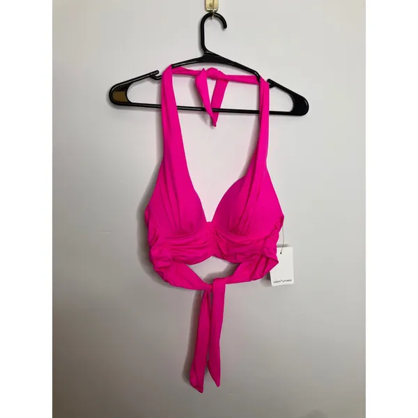 Gibson Latimer Bikini Set Womens S Pink New Ruched Halter High Waist Two Piece - Image 2