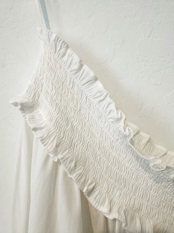 Ramy Brook Marla Blouse Size Small White Off‎ Shoulder Smocked Euro Summer Chic - Image 7
