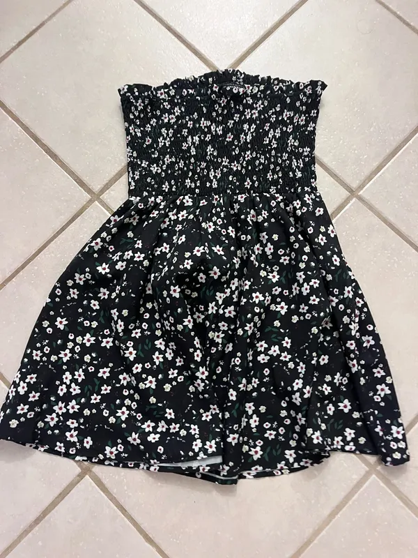Black Baby Doll Floral Dress - Image 2