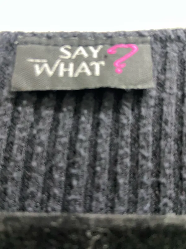 SAY WHAT? Black Ribbed hTie Front Ruffled Cardigan Top - Image 3