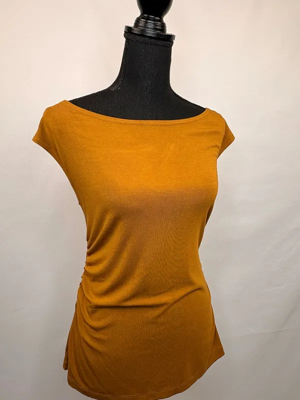 Ann Taylor Brown Short Sleeve Boatneck Top - Image 2