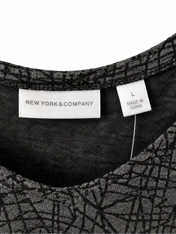 New York & Company NWT Gray Black Abstract Print Dress Size L - Image 4