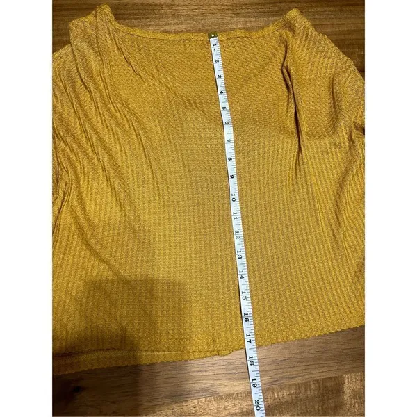 Ambiance Oversized small Long Sleeve Waffle Knit Crop Top Scoop Neck - Image 6