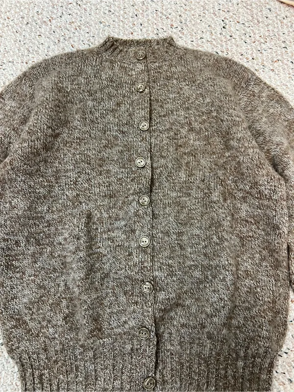 Vintage Brown Heathered Button-Up Cardigan - Image 2