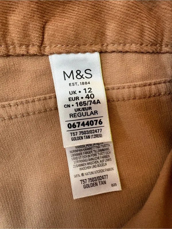 Marks & Spencer Collection Corduroy Straight Leg Pants Golden Tan US 8 - Image 11