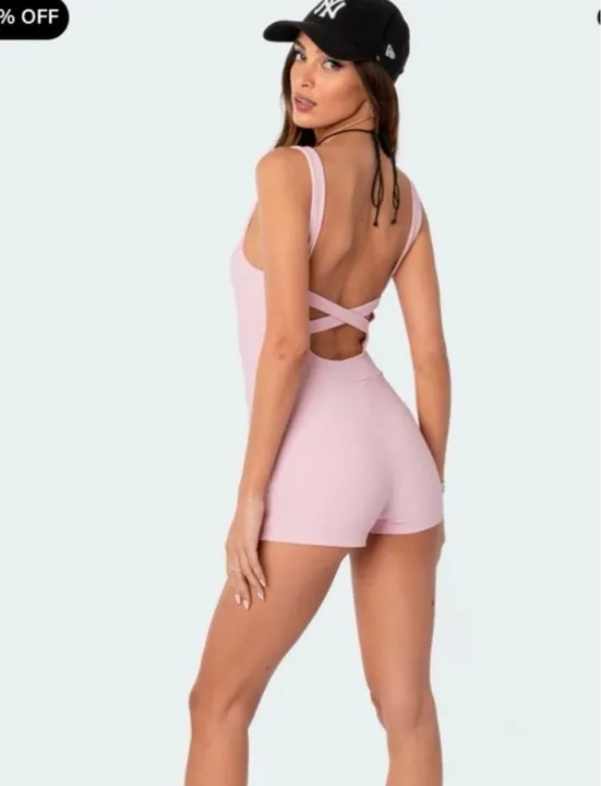 Edikted Onesie Pink Cross Back - Image 2