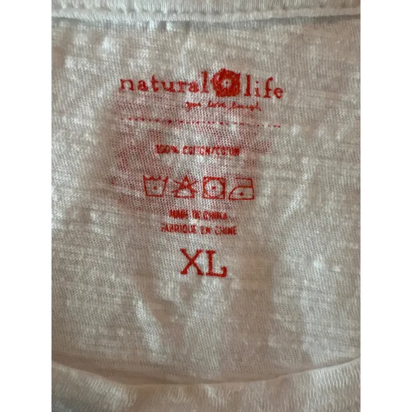 Natural Life Sunshine Graphic Slub Knit T-Shirt White Front Knot XL - Image 3