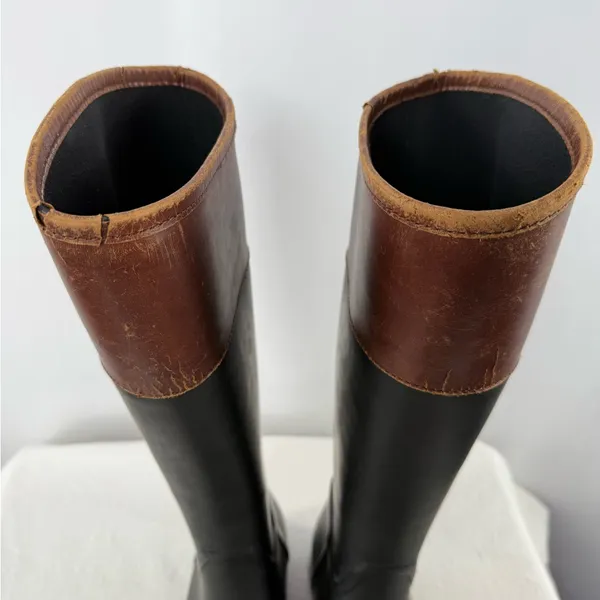 Tory Burch Leather Rubber Diana Equestrian Riding Boots in‎ Black Brown Size 8 - Image 6