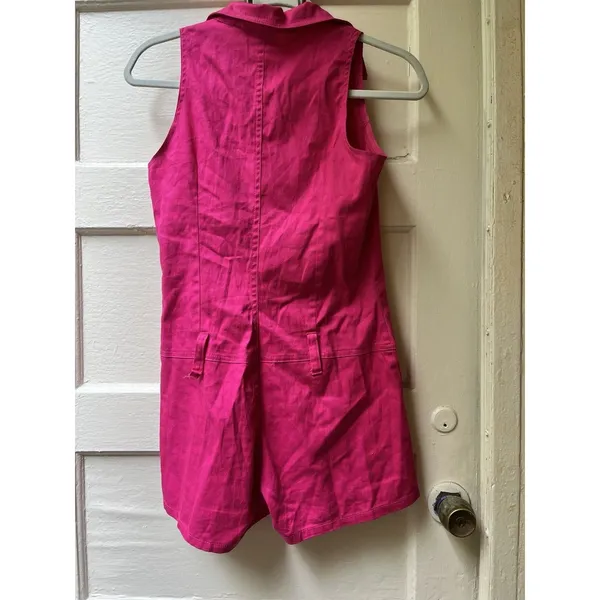 Vtg Barbiecore Romper M Retro Festival Pinup Zip Sleeveless Cotton Cowgirl Boho - Image 2