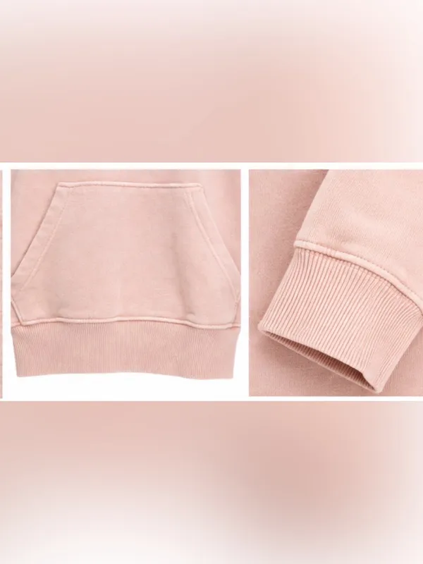 Aerie Blush Pink Cropped Pullover Hoodie — Size Medium - Image 4
