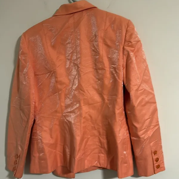 Emanuel Ungaro Parallele made in Italy shimmer Orange satin vintage Blazer 8 - Image 11