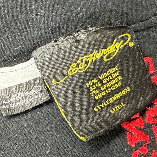 Ed Hardy Christian Audigier Black Red Embroidered Zip‎ Hoodie Skull Dagger L - Image 7