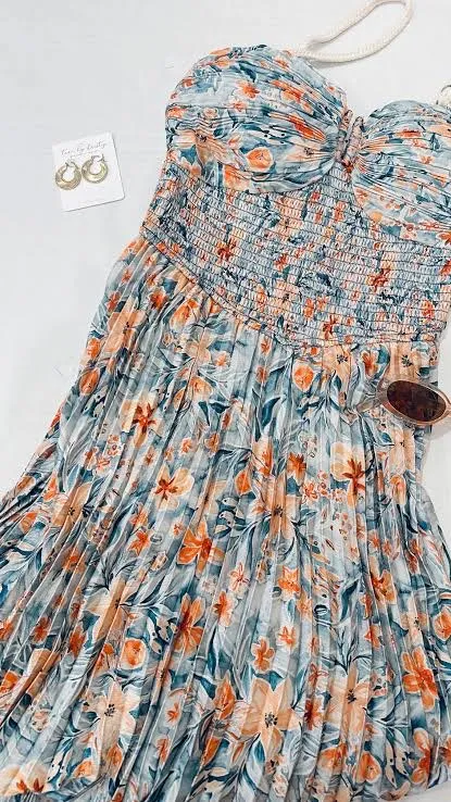 Strut & Bolt Floral silk pleated midi dress - Image 2