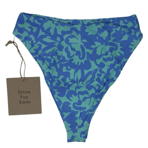 Stone Fox Swim Sumatra Bikini‎ Bottom Ocean Bloom Blue High Rise Cheeky Size XS - Image 5