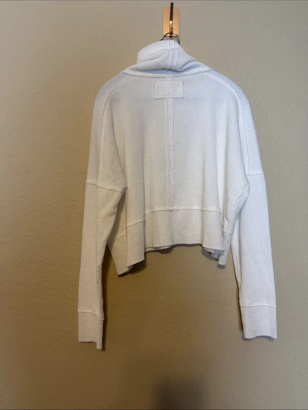 We‎ The Free Highland White Waffle Knit Oversized Turtleneck Size Small - Image 7