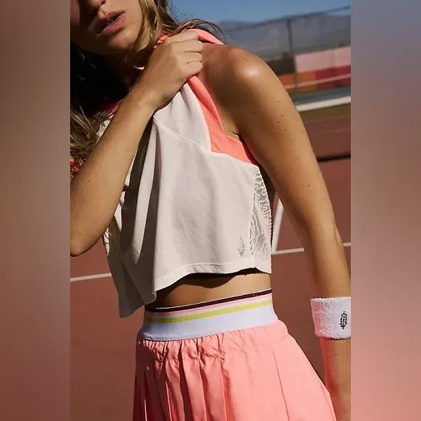 NWT Free People Movement Good Sport Tee White with Neon trim MSRP $68 - Image 2