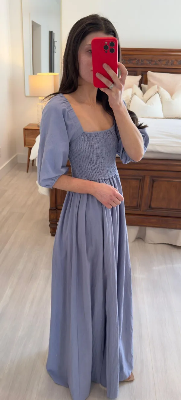 Indigo Maxi Dress with Slit and Open Back - Image 2