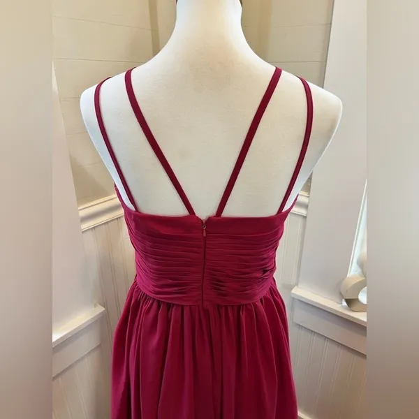 JJ's House Berry Chiffon Pleated A-Line Floor-Length Bridesmaid Dress S/M - Image 7