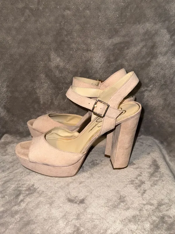 Jessica Simpson Women's Size 9.5M Blush Suede Platform Block Heel Sandals - Image 5