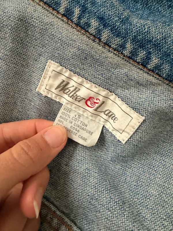 Vintage Cropped Denim Jacket Blue - Image 6