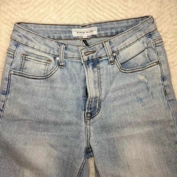 Risen Women’s Light Blue Jeans Raw Edge Hem - Image 3