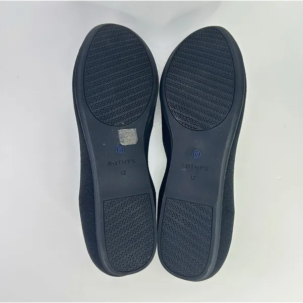 Rothys The Loafer Black Knit Royal Blue Trim Slip On Comfort Size 12 Minimalist - Image 13