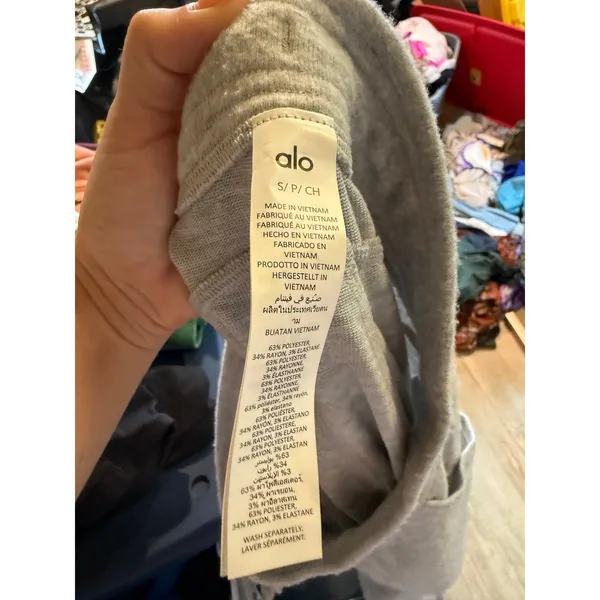 Alo Yoga Soho Sweatpants Heather Grey Joggers High Rise Drawstring Pockets Small - Image 4