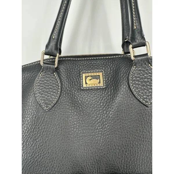 Dooney & Bourke Satchel‎ Bag Purse Black Leather Pebbled Zip Pocket Classic Tote - Image 14