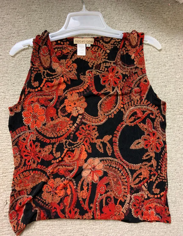 Notations MD Floral Orange Red Tank Top Blouse - Image 3