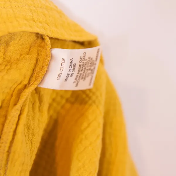 Joie Cotton Textured Knit V Neck Boxy Cut Oversized Pullover Top Shirt Goldenrod - Image 3