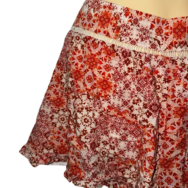 Forever 21 Bohemian Women’s Floral Print Ruffle Shorts - Orange - Image 4