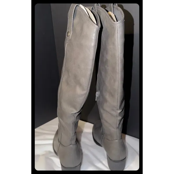 Rampage Rialto Boots Women 7 Gray Faux Leather Knee High‎ Riding Moto - Image 6