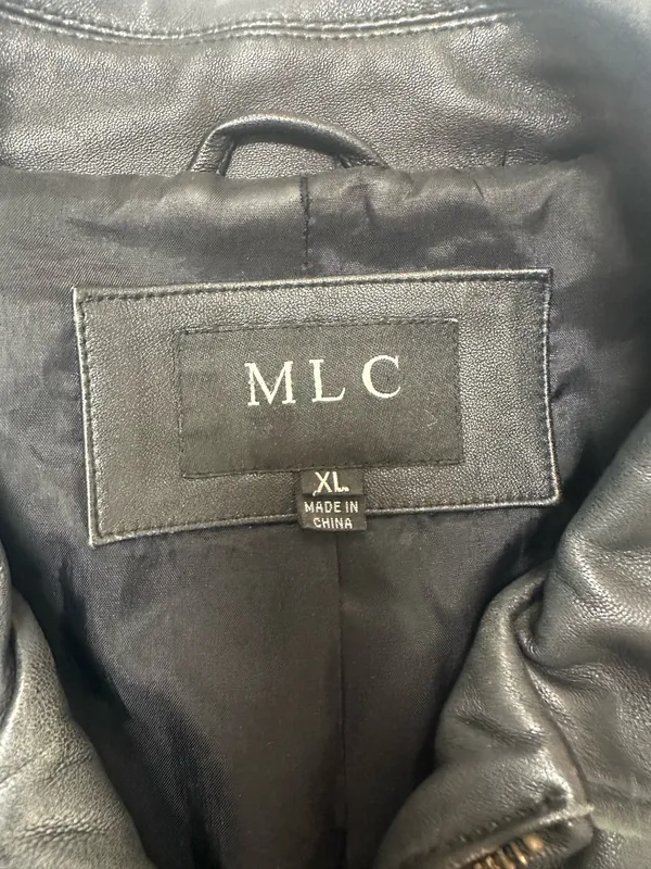 MLC Black Leather Zipper Jacket with Pockets and Acetate Lining | Size XL - Image 10