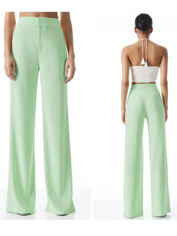 Alice + Olivia Deanna High Waisted Bootcut Trouser Pants in Seafoam Green Size 6 - Image 2