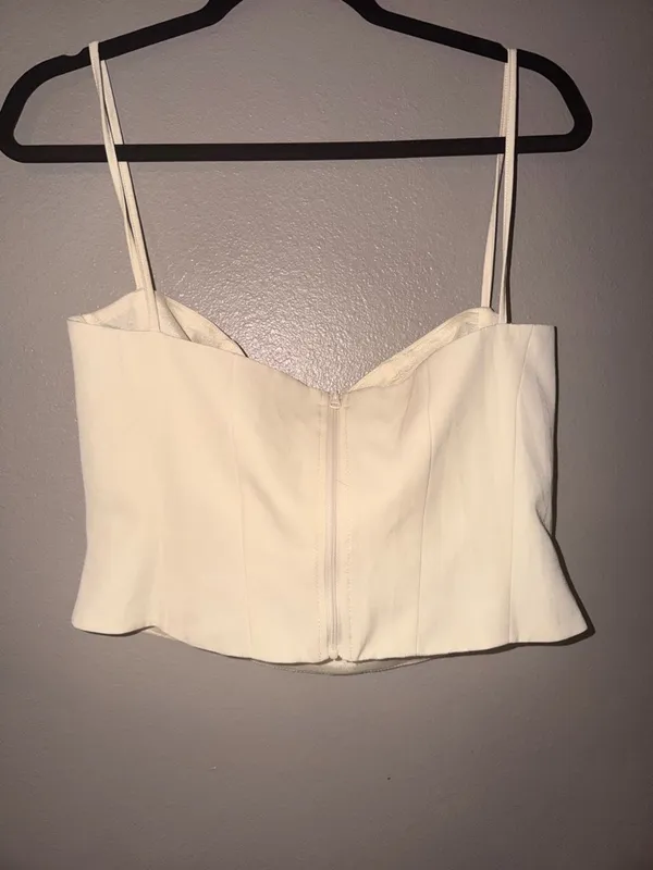 Salty Ivory Crop Top Size L Spaghetti Strap Corset Style - Image 3