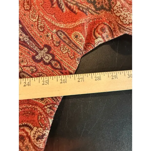 Chicos 2 US Large Paisley Knit Top Orange Purple Metallic Dolman Sleeve 3/4 Chic - Image 5