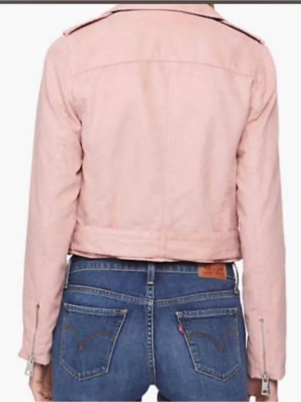 Levi's Large Pink Faux Suede Moto Jacket - Image 5