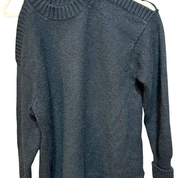 By Anthropologie Off-the-Shoulder Black Sweater Cozy‎ Knit Minimalist Sz S - Image 7