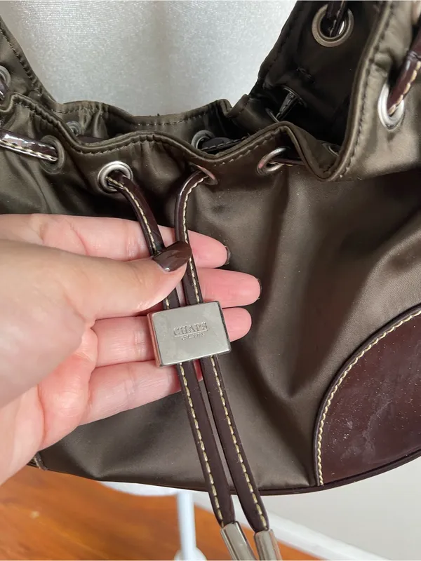 Chaps Brown Shoulder Hobo Bag with Dark Brown Accents - Image 3