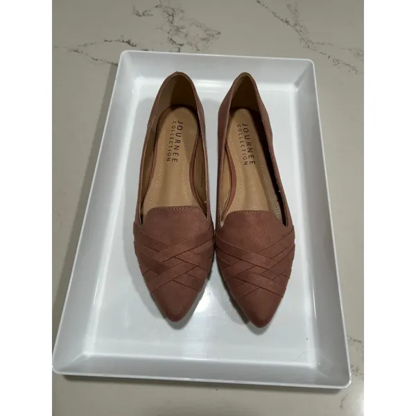 Journee NEW Faux Suede Mindee Slip On Pointed Toe Loafer Flats 8 $65 - Image 4