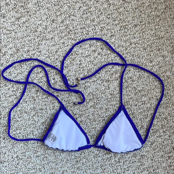 Venus Blue Triangle String Bikini Top - Image 3