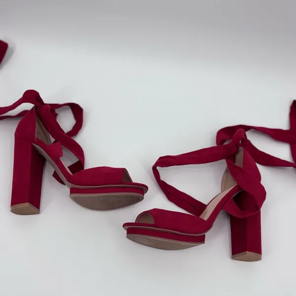 Lulu's Bold Red Strappy Heels - Image 4