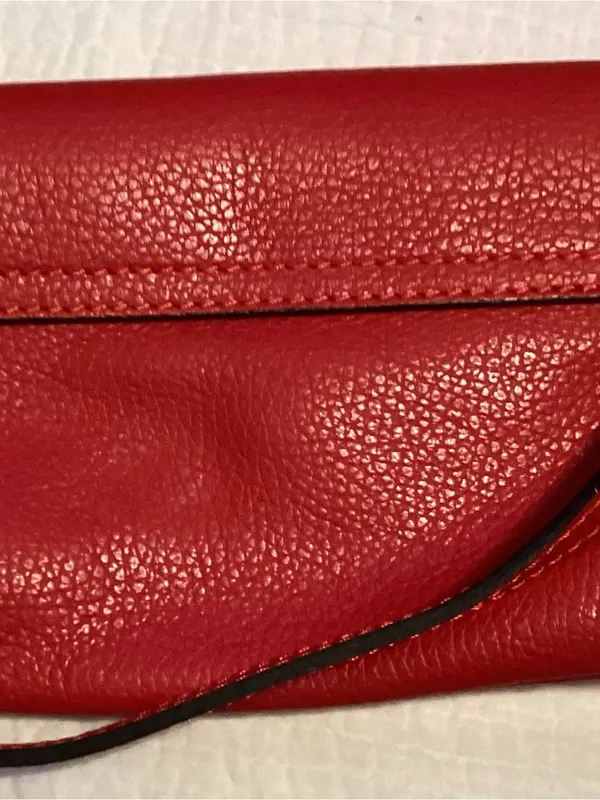 Foldover Bagette mini purse with Strap Red leather bag Italy - Image 5