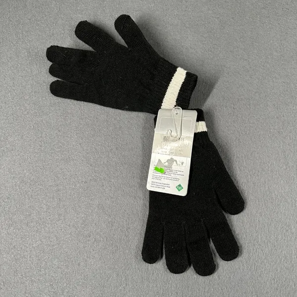 Asics‎ Womens L/XL Black White Knit Stripe Gloves ZC831-9001 NWT - Image 2