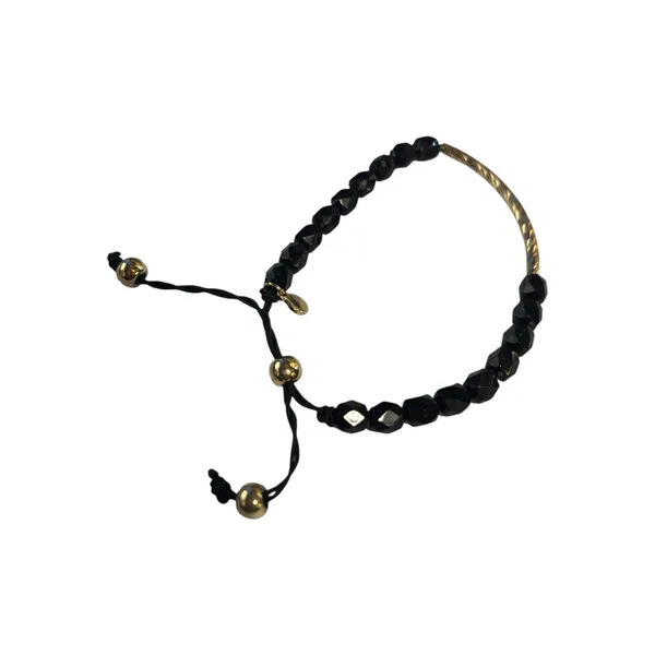 Amelia Rue Beaded Adjustable Black & Gold Tone Bracelet - Image 3