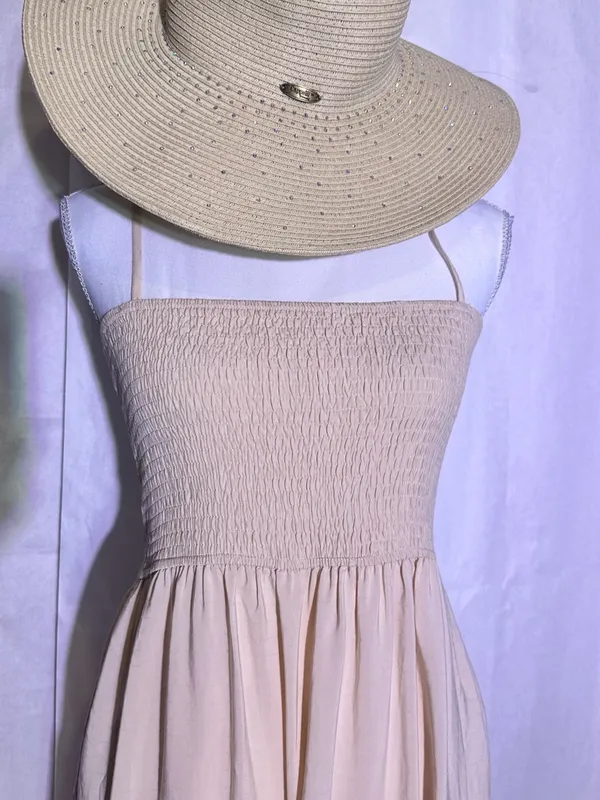 moodie Beige Smocked Tiered Maxi Dress - Image 3