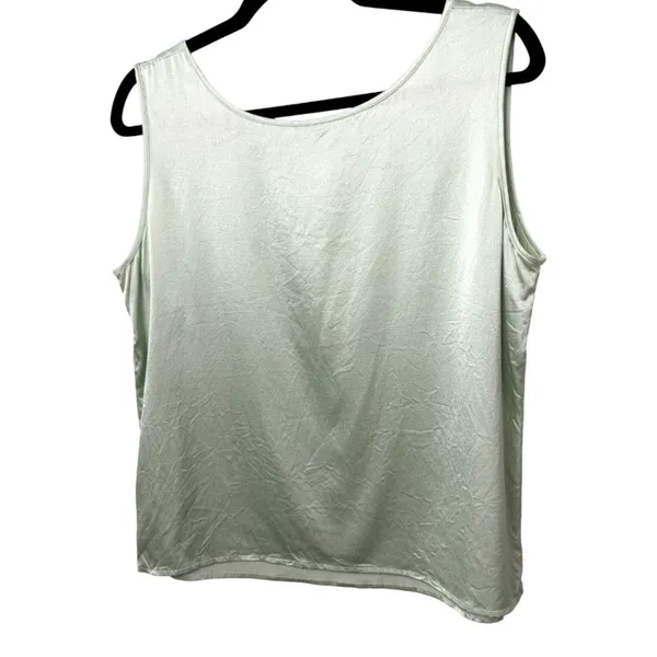 Feraud 100% Silk Pale Green Mint Sleeveless Blouse Size 14 - Image 3