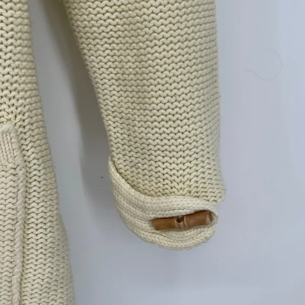Vintage Monarch Knits Cable‎ Knit Hooded Toggle Cardigan Sweater Ivory Size L - Image 3